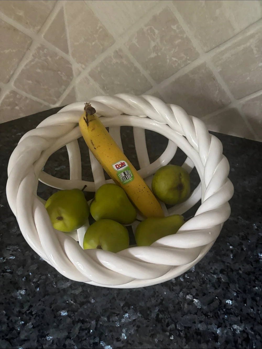 White Ceramic Twisted Rope Bowl - Home Accents